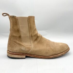 Oro Los Angeles Mens 11 Suede Chelsea Boots Shoes Beige Suede Pull On Classic